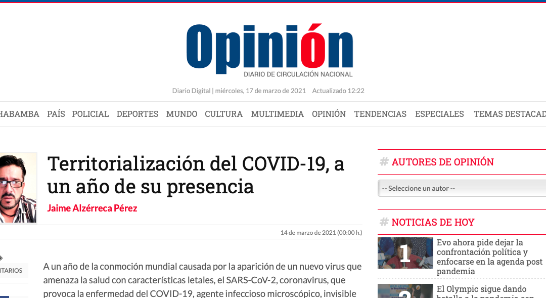 Territorialización del COVID-19,  a un año de su presencia