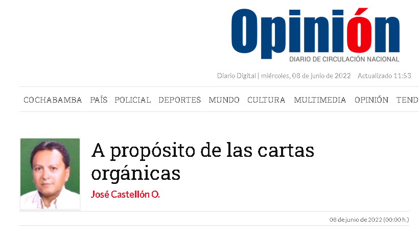 A propósito de las cartas orgánicas