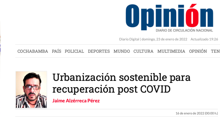 Urbanización sostenible para recuperación post COVID
