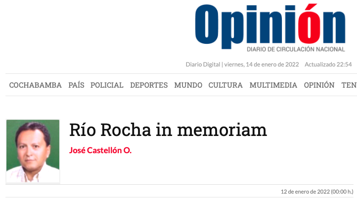 Río Rocha in memoriam