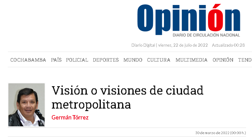Visión o visiones de ciudad metropolitana
