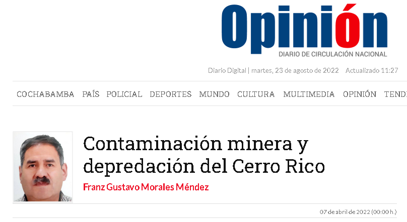 Contaminación minera y depredación del Cerro Rico