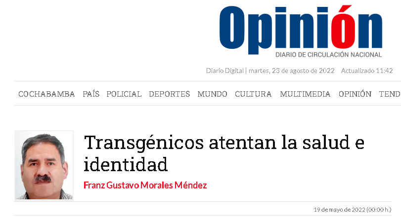 Transgénicos atentan la salud e identidad