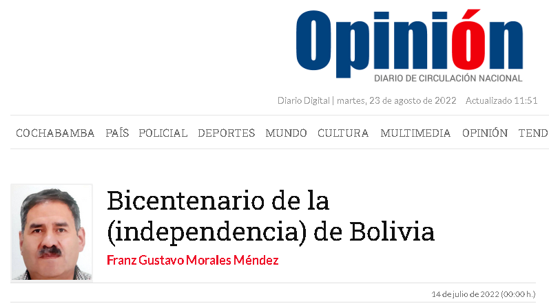Bicentenario de la (independencia) de Bolivia
