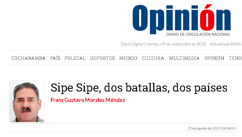 Sipe Sipe, dos batallas, dos países