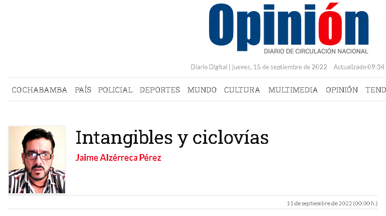 Intangibles y ciclovías