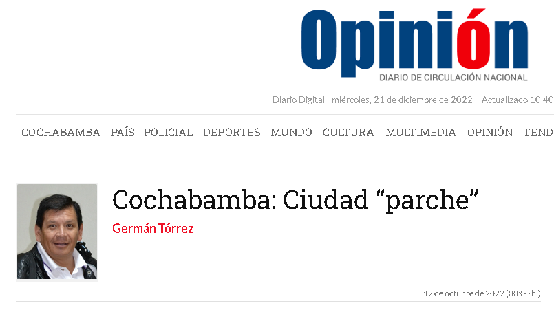 Cochabamba: Ciudad “parche”